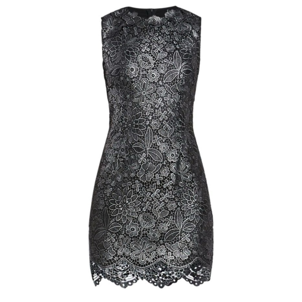 Zac Posen Black Floral Lace Sheath Dress